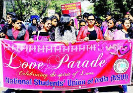 Parade Infront Of Hindu Mahasabha Office By JNU Students On Valentine’s Day